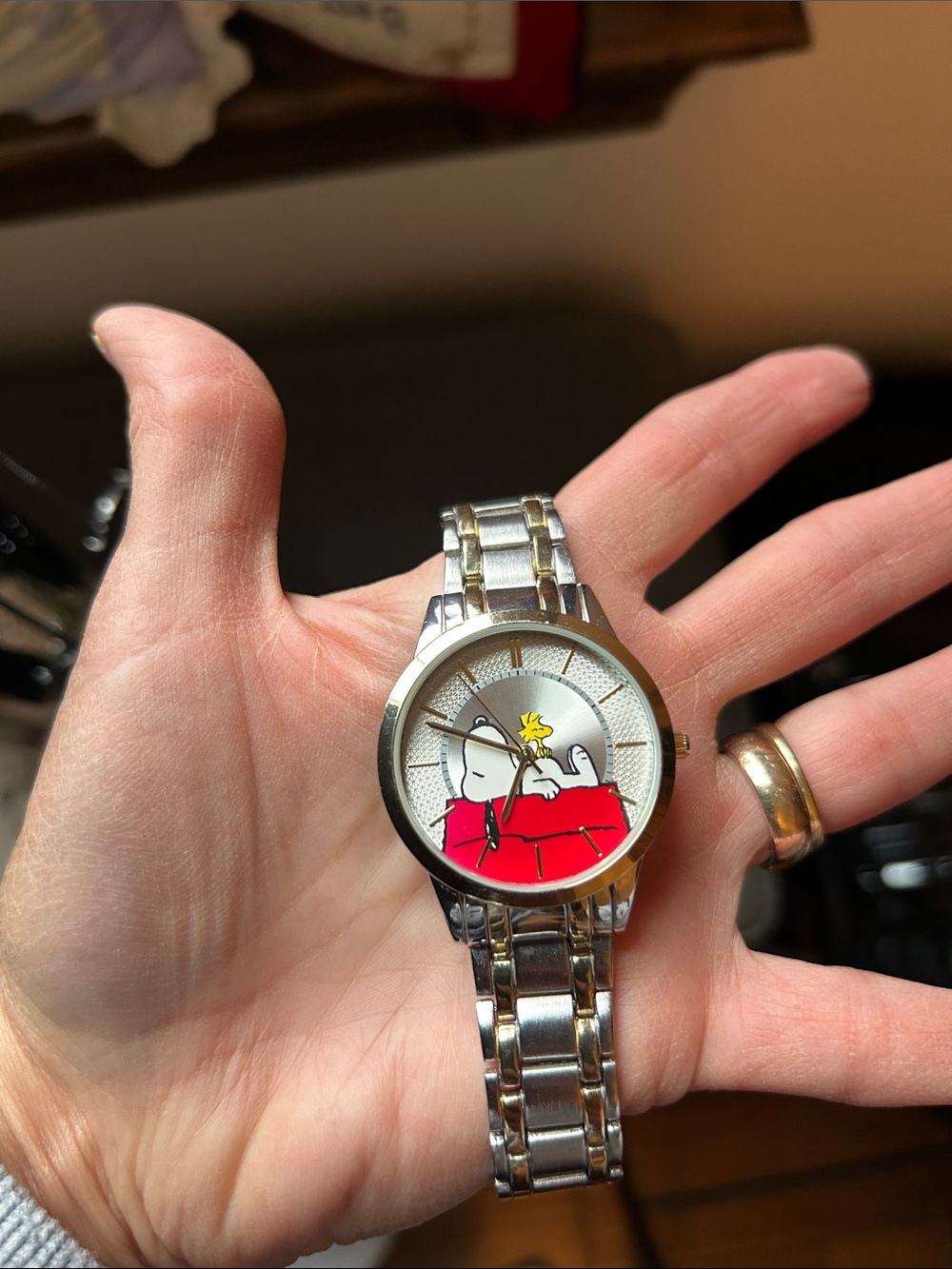 Peanuts Silver Tone Snoopy & Woodstock Watch with Red Accent - Picture 4 of 8